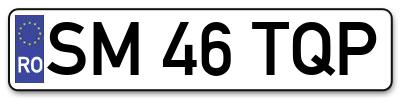Placuta inmatriculare numar auto  SM-46-TQP, SM 46 TQP, SM46TQP
