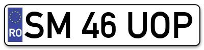 Placuta inmatriculare numar auto  SM-46-UOP, SM 46 UOP, SM46UOP