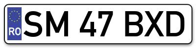 Placuta inmatriculare numar auto  SM-47-BXD, SM 47 BXD, SM47BXD