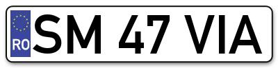 Placuta inmatriculare numar auto  SM-47-VIA, SM 47 VIA, SM47VIA
