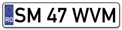 Placuta inmatriculare numar auto  SM-47-WVM, SM 47 WVM, SM47WVM