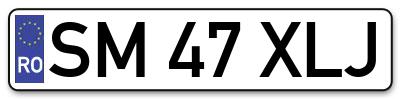 Placuta inmatriculare numar auto  SM-47-XLJ, SM 47 XLJ, SM47XLJ