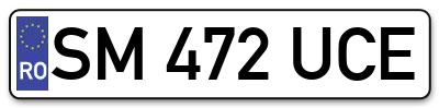 Placuta inmatriculare numar auto  SM-472-UCE, SM 472 UCE, SM472UCE