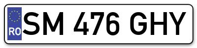 Placuta inmatriculare numar auto  SM-476-GHY, SM 476 GHY, SM476GHY