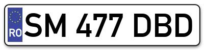 Placuta inmatriculare numar auto  SM-477-DBD, SM 477 DBD, SM477DBD