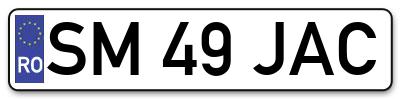 Placuta inmatriculare numar auto  SM-49-JAC, SM 49 JAC, SM49JAC