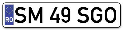 Placuta inmatriculare numar auto  SM-49-SGO, SM 49 SGO, SM49SGO