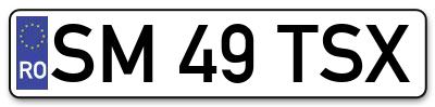 Placuta inmatriculare numar auto  SM-49-TSX, SM 49 TSX, SM49TSX