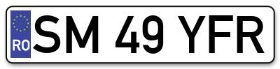 Placuta inmatriculare numar auto  SM-49-YFR, SM 49 YFR, SM49YFR