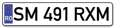 Placuta inmatriculare numar auto  SM-491-RXM, SM 491 RXM, SM491RXM