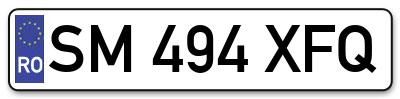 Placuta inmatriculare numar auto  SM-494-XFQ, SM 494 XFQ, SM494XFQ