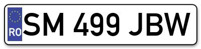 Placuta inmatriculare numar auto  SM-499-JBW, SM 499 JBW, SM499JBW