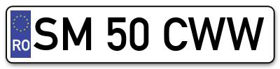 Placuta inmatriculare numar auto  SM-50-CWW, SM 50 CWW, SM50CWW