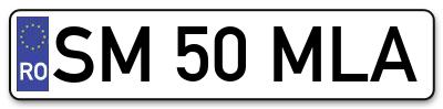 Placuta inmatriculare numar auto  SM-50-MLA, SM 50 MLA, SM50MLA