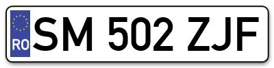 Placuta inmatriculare numar auto  SM-502-ZJF, SM 502 ZJF, SM502ZJF