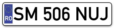 Placuta inmatriculare numar auto  SM-506-NUJ, SM 506 NUJ, SM506NUJ