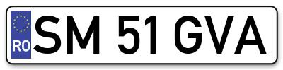 Placuta inmatriculare numar auto  SM-51-GVA, SM 51 GVA, SM51GVA