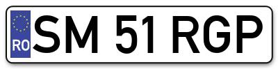 Placuta inmatriculare numar auto  SM-51-RGP, SM 51 RGP, SM51RGP