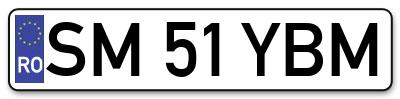 Placuta inmatriculare numar auto  SM-51-YBM, SM 51 YBM, SM51YBM