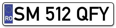 Placuta inmatriculare numar auto  SM-512-QFY, SM 512 QFY, SM512QFY