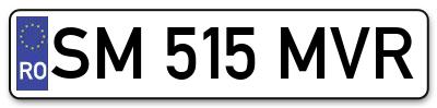 Placuta inmatriculare numar auto  SM-515-MVR, SM 515 MVR, SM515MVR
