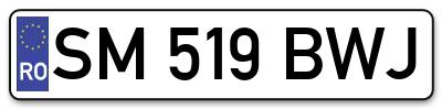 Placuta inmatriculare numar auto  SM-519-BWJ, SM 519 BWJ, SM519BWJ