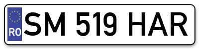 Placuta inmatriculare numar auto  SM-519-HAR, SM 519 HAR, SM519HAR