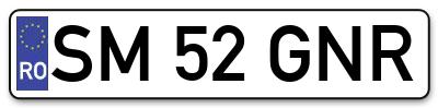 Placuta inmatriculare numar auto  SM-52-GNR, SM 52 GNR, SM52GNR