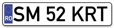 Placuta inmatriculare numar auto  SM-52-KRT, SM 52 KRT, SM52KRT