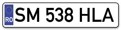 Placuta inmatriculare numar auto  SM-538-HLA, SM 538 HLA, SM538HLA