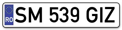 Placuta inmatriculare numar auto  SM-539-GIZ, SM 539 GIZ, SM539GIZ