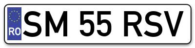 Placuta inmatriculare numar auto  SM-55-RSV, SM 55 RSV, SM55RSV