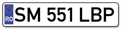 Placuta inmatriculare numar auto  SM-551-LBP, SM 551 LBP, SM551LBP