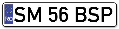 Placuta inmatriculare numar auto  SM-56-BSP, SM 56 BSP, SM56BSP