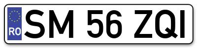 Placuta inmatriculare numar auto  SM-56-ZQI, SM 56 ZQI, SM56ZQI