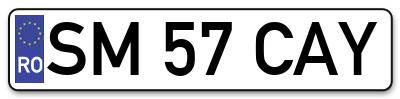 Placuta inmatriculare numar auto  SM-57-CAY, SM 57 CAY, SM57CAY