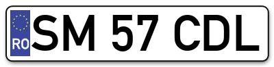 Placuta inmatriculare numar auto  SM-57-CDL, SM 57 CDL, SM57CDL