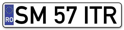 Placuta inmatriculare numar auto  SM-57-ITR, SM 57 ITR, SM57ITR