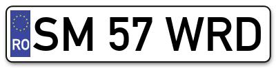 Placuta inmatriculare numar auto  SM-57-WRD, SM 57 WRD, SM57WRD