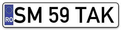 Placuta inmatriculare numar auto  SM-59-TAK, SM 59 TAK, SM59TAK