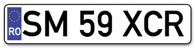 Placuta inmatriculare numar auto  SM-59-XCR, SM 59 XCR, SM59XCR