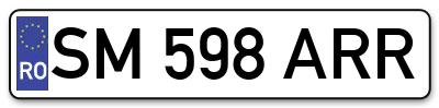 Placuta inmatriculare numar auto  SM-598-ARR, SM 598 ARR, SM598ARR