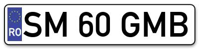 Placuta inmatriculare numar auto  SM-60-GMB, SM 60 GMB, SM60GMB