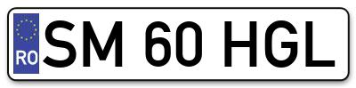 Placuta inmatriculare numar auto  SM-60-HGL, SM 60 HGL, SM60HGL