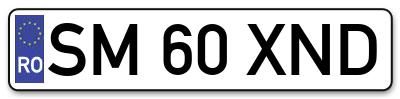 Placuta inmatriculare numar auto  SM-60-XND, SM 60 XND, SM60XND