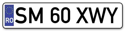 Placuta inmatriculare numar auto  SM-60-XWY, SM 60 XWY, SM60XWY