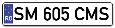 Placuta inmatriculare numar auto  SM-605-CMS, SM 605 CMS, SM605CMS