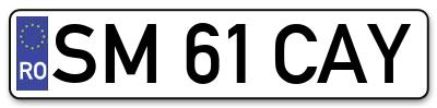 Placuta inmatriculare numar auto  SM-61-CAY, SM 61 CAY, SM61CAY