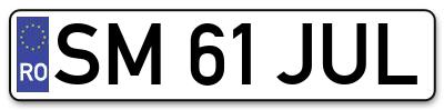Placuta inmatriculare numar auto  SM-61-JUL, SM 61 JUL, SM61JUL