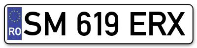 Placuta inmatriculare numar auto  SM-619-ERX, SM 619 ERX, SM619ERX